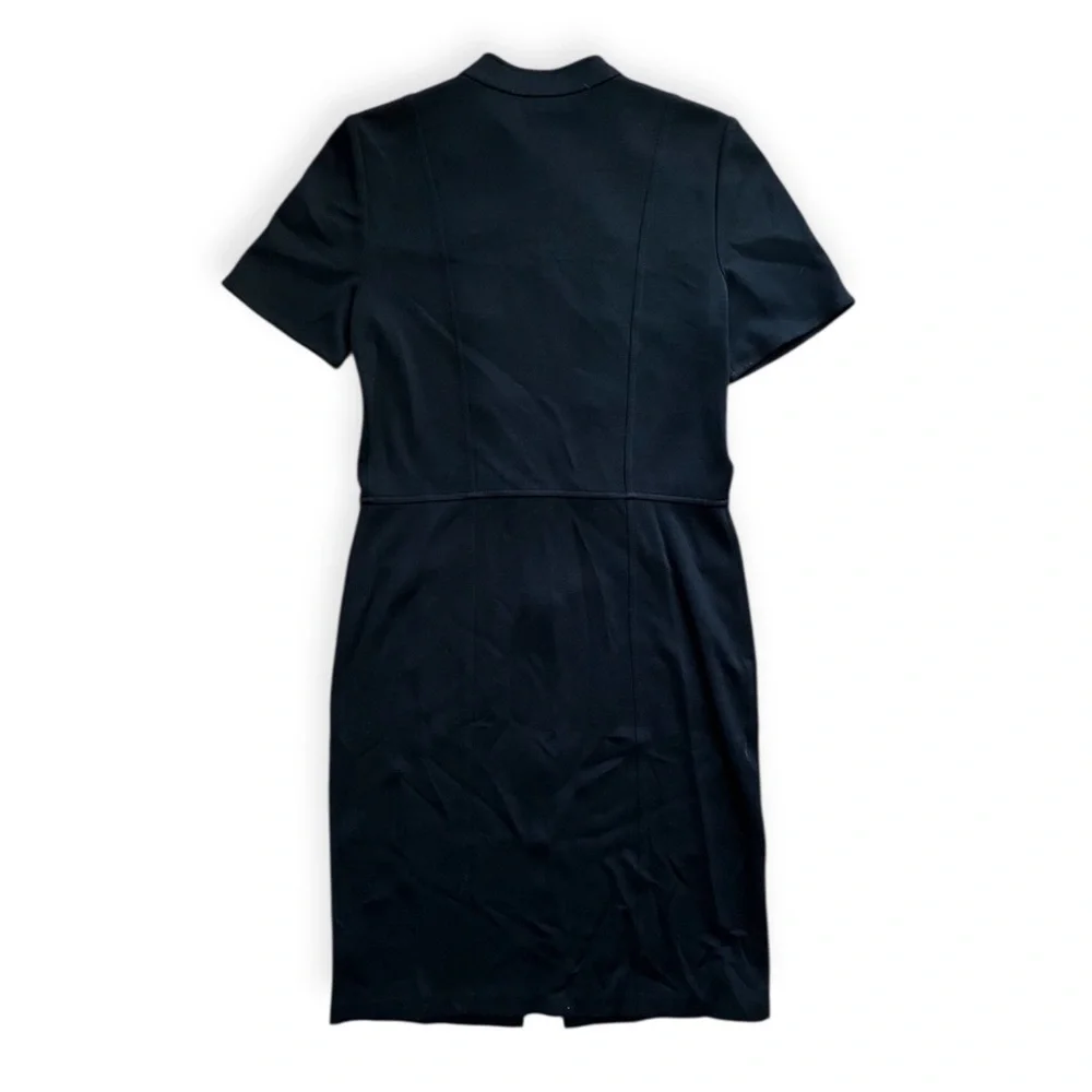 St. John Milano Military Black Button Midi Dress Short Sleeve, Size 6 - Picture 6 of 11